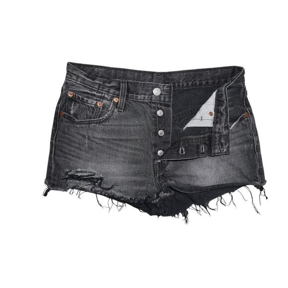 1Levi's 501 High Rise Black Denim Cutoff Shorts – Size 28 - Picture 2 of 7